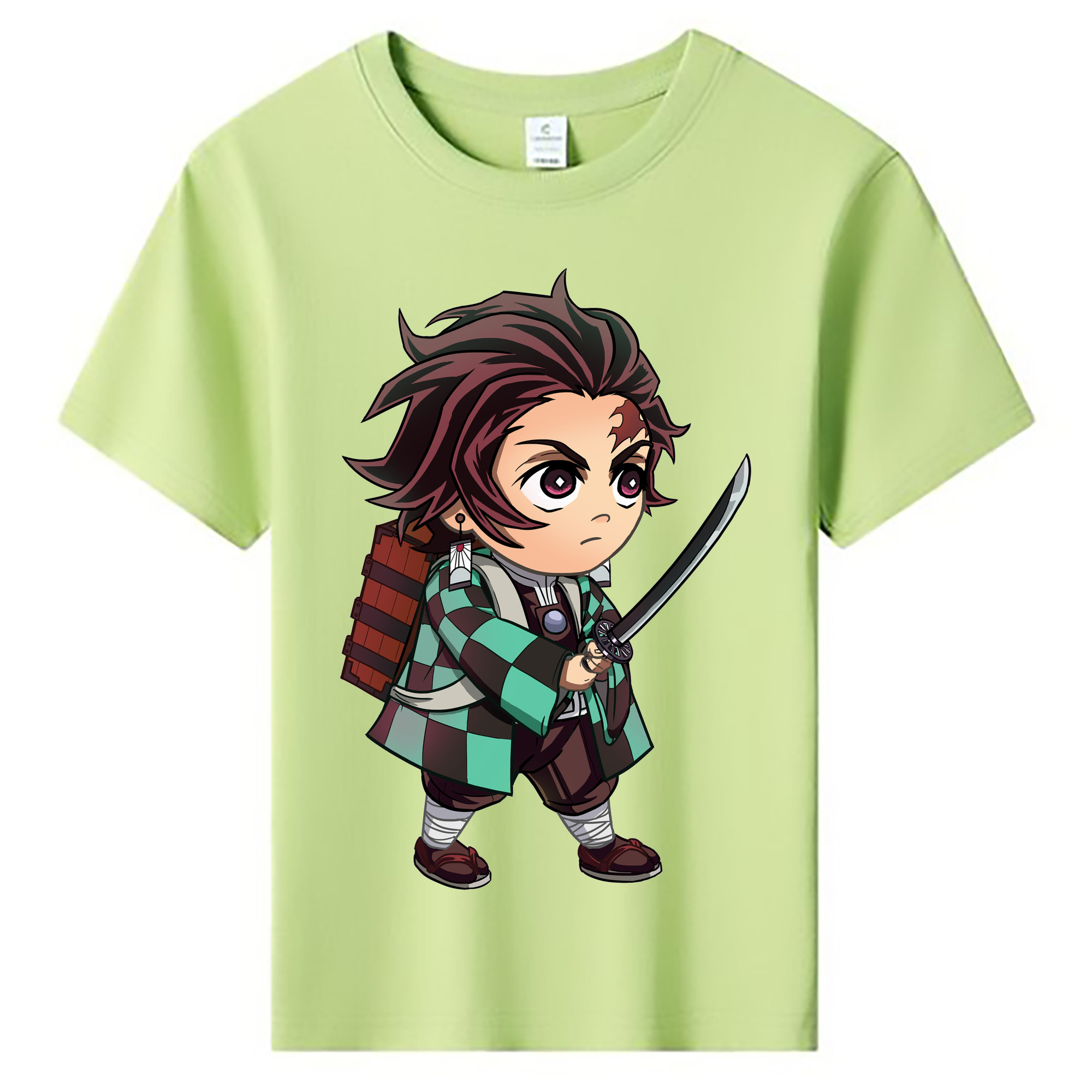 （画像用） 鬼滅の刃 竈門 炭治郎／かまど たんじろう Kamado Tanjirou 綿100％キッズTシャツ（フロントプリント）